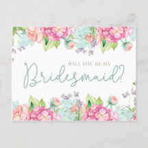 Floral Watercolor Will You Be My Bridesmaid?
