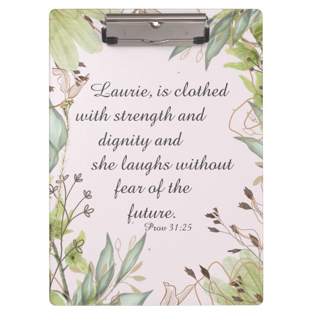 Floral watercolor with scripture, clipboard (Front)