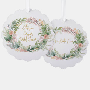 Floral Watercolor Wreath Bridal Shower Tree Decoration Card
