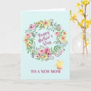 Floral Watercolor Wreath First Mother's Day Card