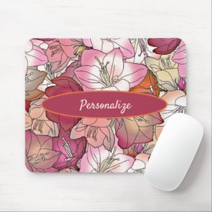 Floral Watercolors Pink Purple Flowers Personalise Mouse Mat