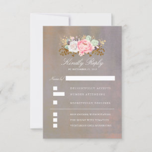 Floral Watercolors Vintage Wedding RSVP Card