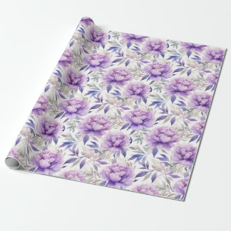 Floral watercolour - lavender purple Peonies Wrapping Paper