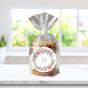Floral Watercolour Monogram – Personalise Initial Classic Round Sticker
