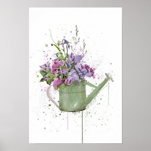 Floral Watering Can Poster (Front)