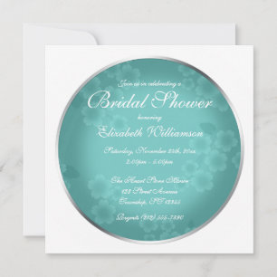 Floral Watermark Turquoise Bridal Shower Invitation