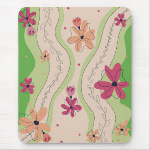 Floral waves mouse mat