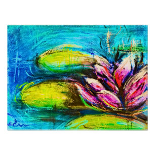 Floral Waves of Calm Abstract Zen Floral Art Poster