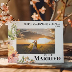 Floral We got married Wedding announcement Postcard