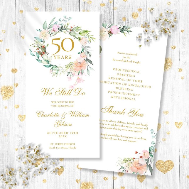 Floral We Still Do Vow Renewal Anniversary Program (Floral We Still Do Vow Renewal Anniversary Program)