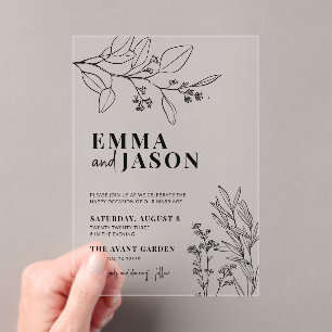  Floral Wedding  Acrylic Invitations