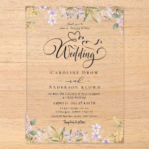 Floral Wedding Acrylic Invitations