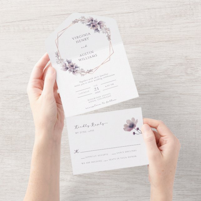 Floral Wedding All In One Invitation (Tearaway)