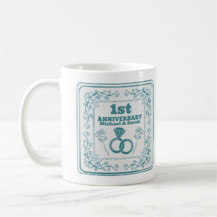 Floral wedding Anniversary Customisable year Coffee Mug