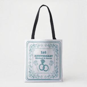 Floral wedding Anniversary Customisable year Tote Bag