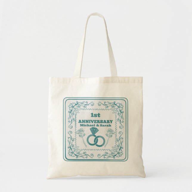 Floral wedding Anniversary Customisable year Tote Bag (Front)