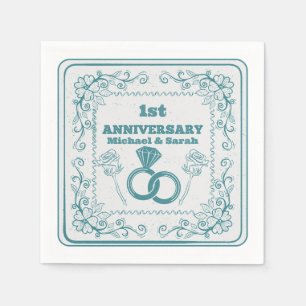 Floral wedding Anniversary Customizable year Napkin