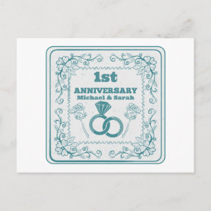 Floral wedding Anniversary Customizable year Postcard