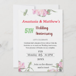 Floral Wedding Anniversary Invitation