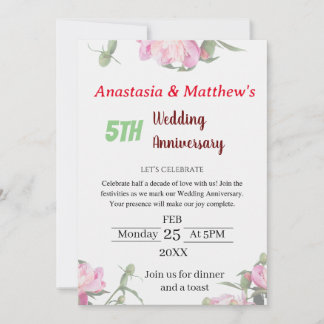 Floral Wedding Anniversary Invitation