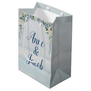 Floral Wedding Arch on Ocean Watercolor Medium Gift Bag