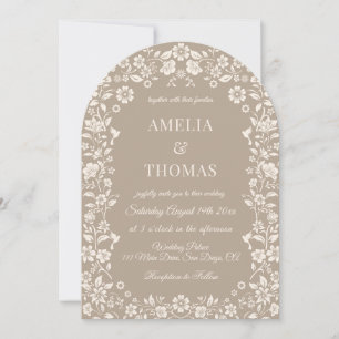 Floral Wedding Beige Neutral Invitation