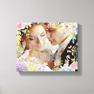 Floral Wedding Border Customisable Image Canvas Print