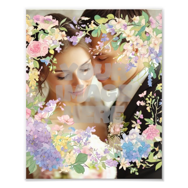 Floral Wedding Border Customisable Image Photo Print (Front)