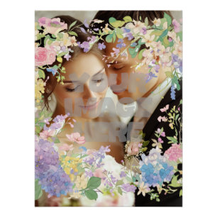 Floral Wedding Border Customisable Image Poster