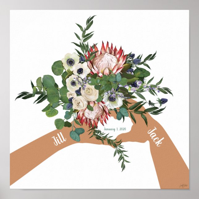 Floral Wedding Bouquet Art Custom Poster (Front)