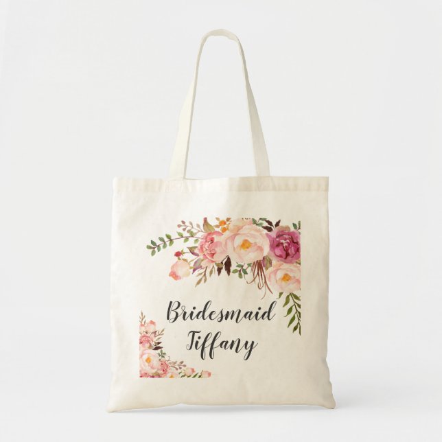 Floral Wedding Bridal Shower Tote Bag Bridesmaid (Front)