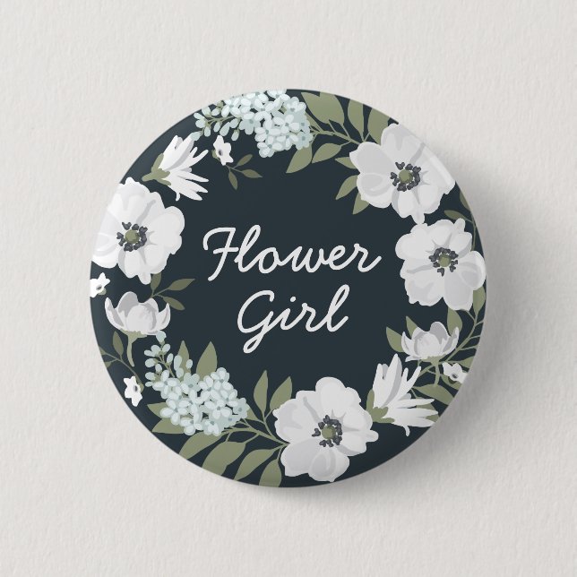 Floral Wedding Buttons Wreath Flower Girl (Front)