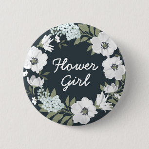 Floral Wedding Buttons Wreath Flower Girl