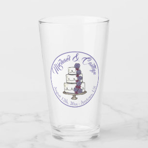 Floral Wedding Cake Bridal Shower Anniversary Glass