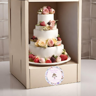Floral Wedding Cake Pattern Bakery Classic Round Classic Round Sticker