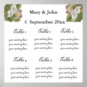 Floral Wedding "Callas" seating chart