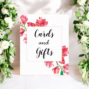 Floral Wedding Cards and Gifts Pink White Poster