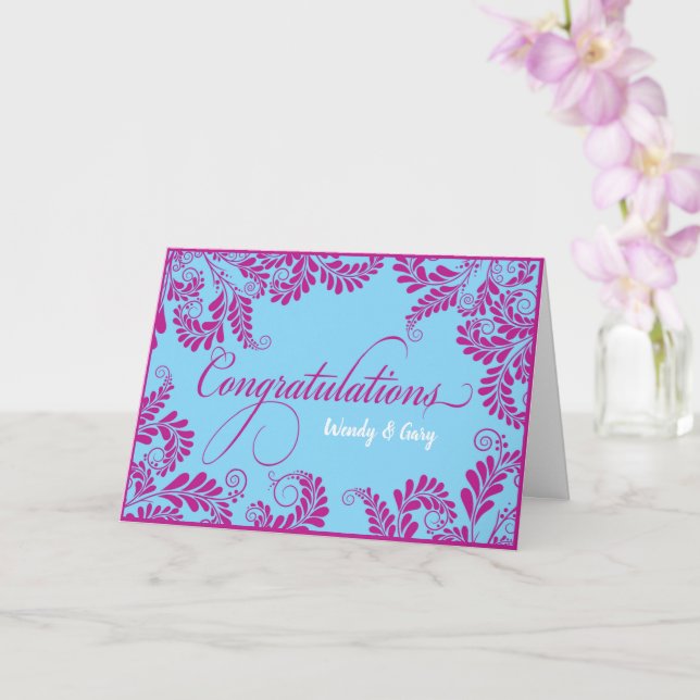 Floral Wedding Congratulations Card (Purple) (Orchid)