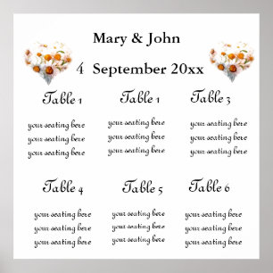 Floral Wedding "Daisy hearts" seating chart