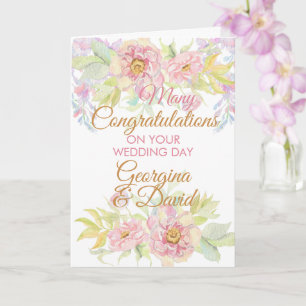 Floral Wedding Day Congratulations Card
