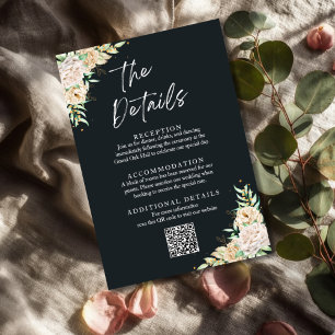 Floral Wedding Details Enclosure Card with QR Cod