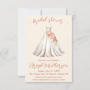 Floral Wedding Dress, Bridal Gown, Bridal Shower Invitation