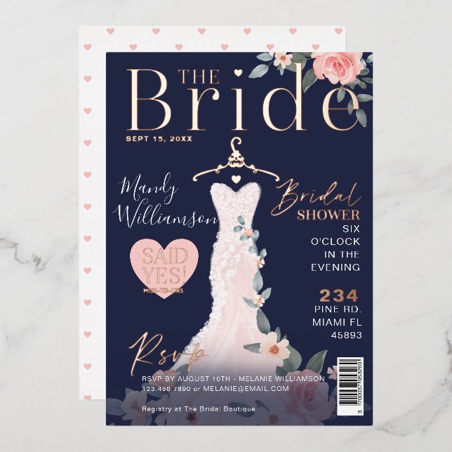 Floral Wedding Dress Bridal Shower Magazine Cover (Front/Back)
