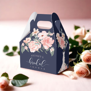 Floral Wedding Dress Navy Bridal Shower Favour Box