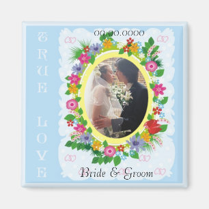 Floral Wedding, Engagement, Anniversary Frame Magnet