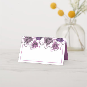 Floral Wedding Escort Purple Orchid Flowers Place Card