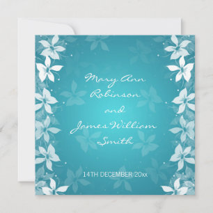 Floral Wedding Exotic Blooms Blue Invitation