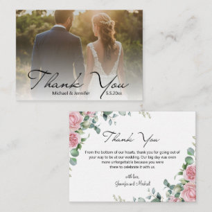 floral wedding faded photo budget thank you card