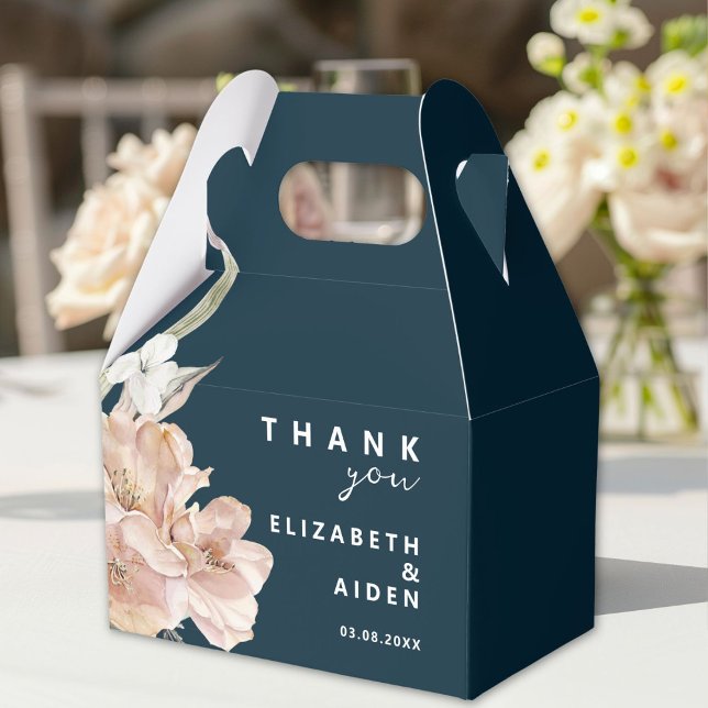 Floral Wedding  Favour Box (Personalized Floral Wedding Box with your Name & Date.)