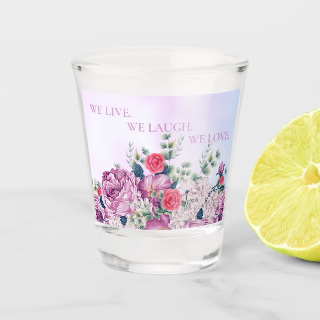 Floral Wedding Favour Shot Glass (Front)